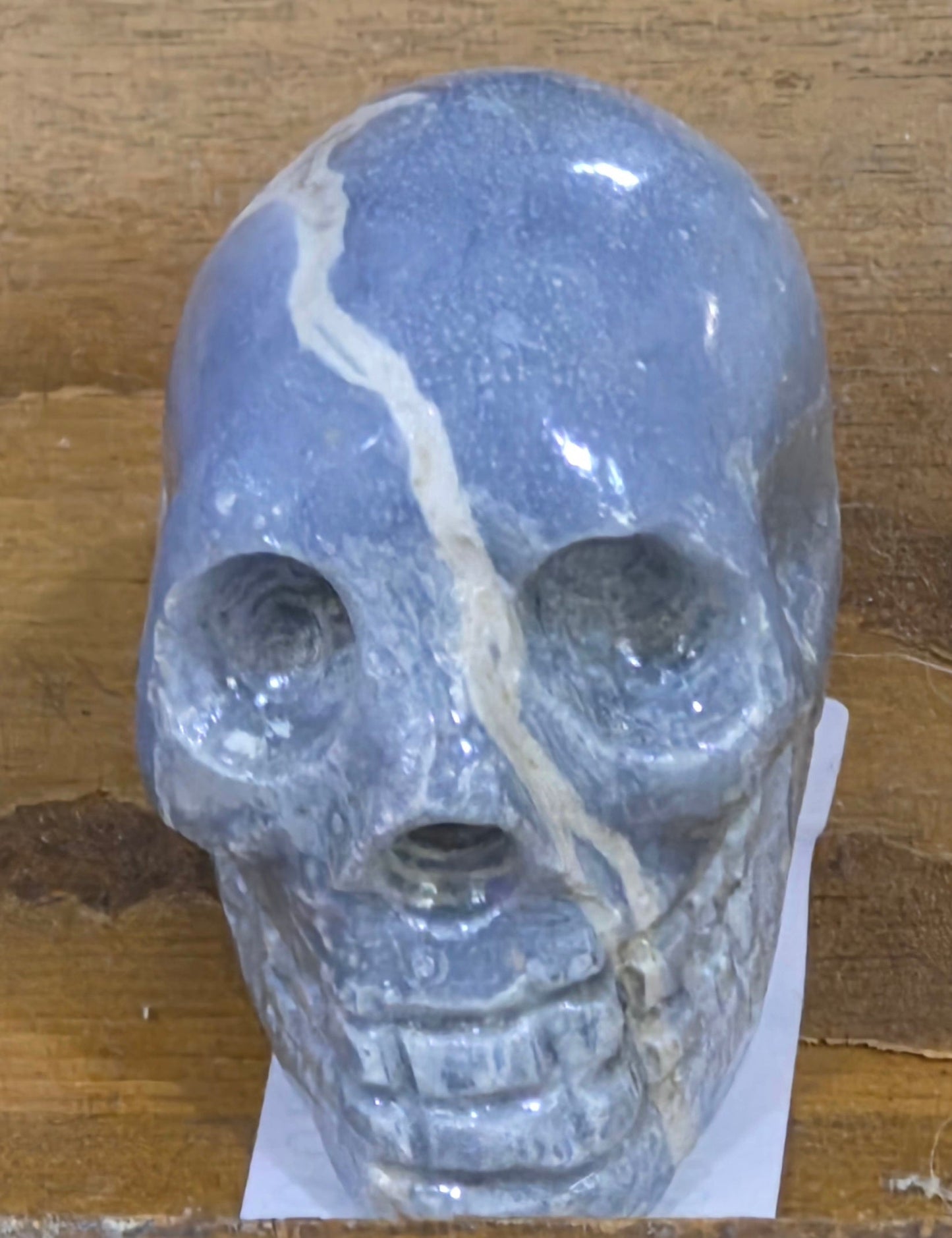 Angelite Crystal Skull Carving