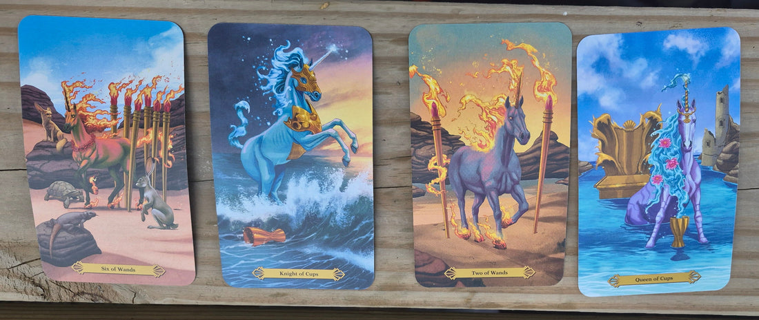Daily collective tarot reading cards: Six of Wands, Knight of Cups, Two of Wands, Queen of Cups – July 27, 2026