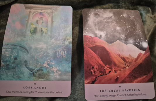 Oracle cards Lost Lands and The Great Severing from today's collective reading