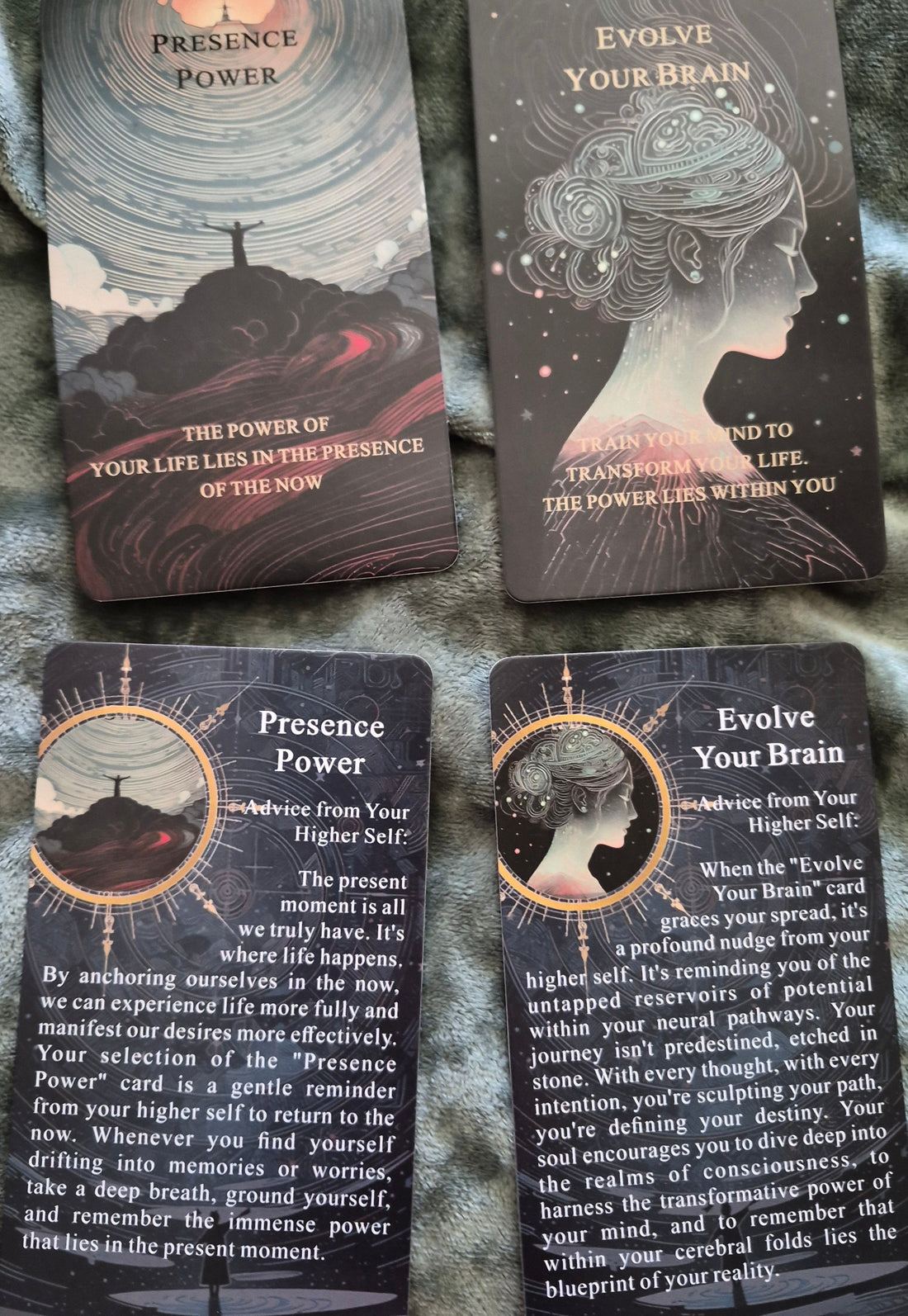 Presence Power and Evolve Your Brain oracle cards from today's collective reading