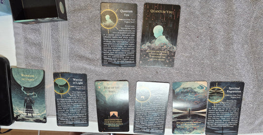 Daily collective oracle reading spread featuring Quantum You, Warrior of Light, Seat of the Soul, and Spiritual Regression cards – June 7, 2026