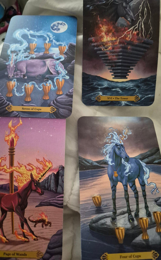 Daily Collective Reading – July 17, 2026 | Seven of Cups · The Tower · Page of Wands · Four of Cups