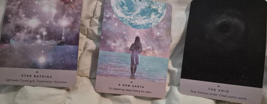 Three oracle cards: Star Bathing, A New Earth, and The Void – Daily Collective Reading June 28 2026