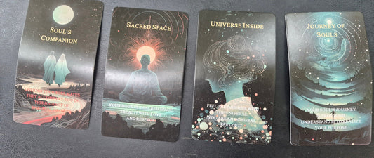 Four oracle cards for the daily collective reading: Soul's Companion, Sacred Space, Universe Inside, and Journey of Souls