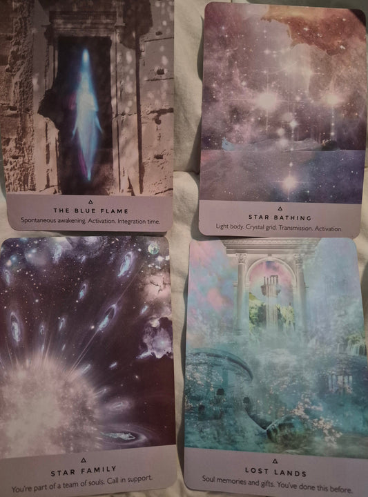Daily collective oracle reading cards: The Blue Flame, Star Bathing, Star Family, and Lost Lands