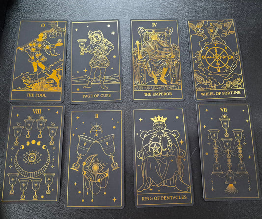 Eight tarot cards laid out for the daily collective reading on June 22, 2026: The Fool, Page of Cups, The Emperor, Wheel of Fortune, Eight of Cups, Two of Cups, King of Pentacles, and Seven of Cups