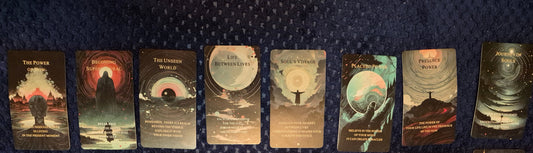 Eight oracle cards spread for the June 18 2026 daily collective reading by 3 Sisters Co. Crystals & Oddities